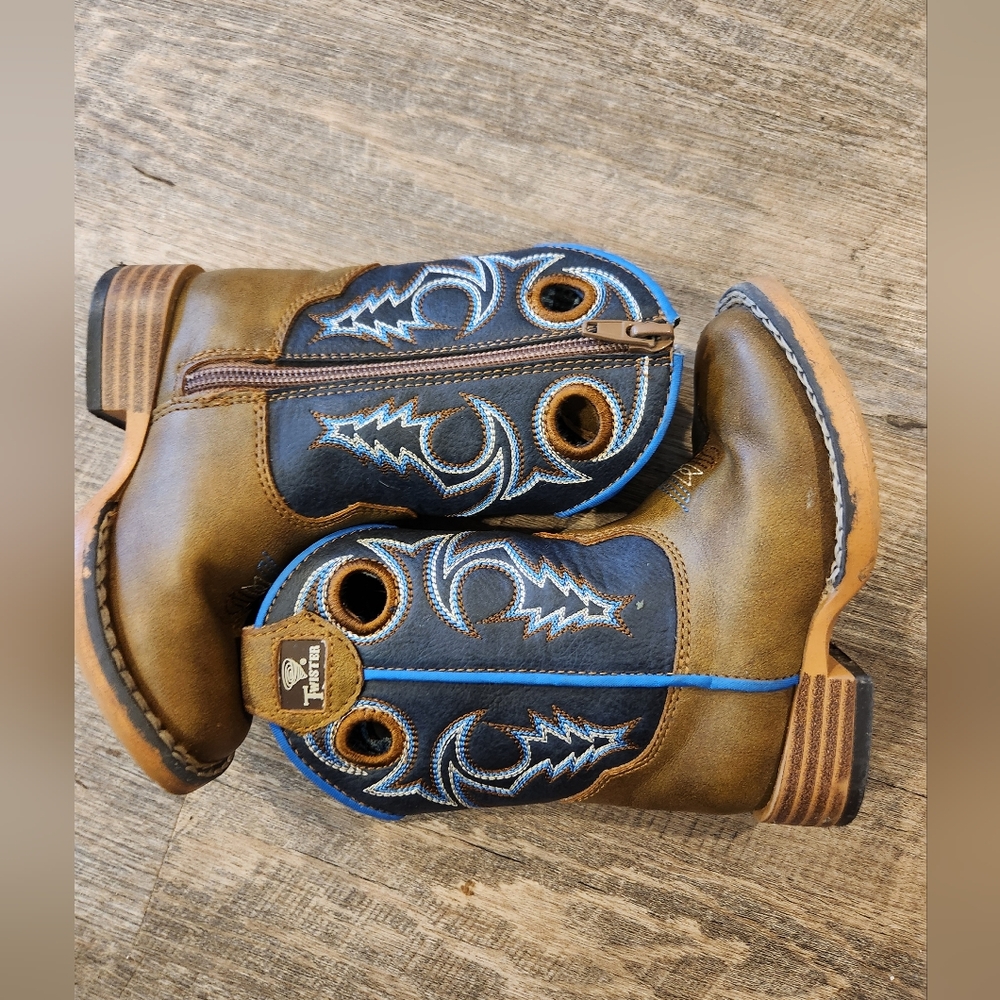Twister Toddler Brown And Navy Cowboy Boots Size 6